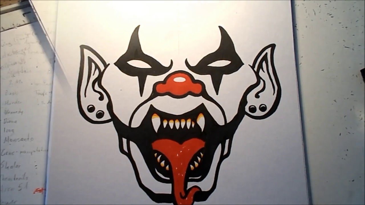 1280x720 how to draw an evil clown vii - Creepy Clown Drawings