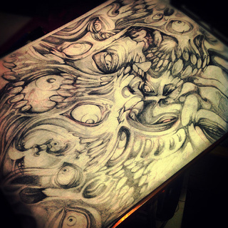 320x320 Creepy Face Collage Drew - Creepy Face Drawing