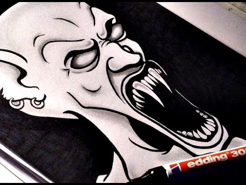 480x360 How To Draw A Scary Vampire Face - Creepy Face Drawing