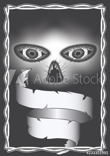 354x500 Monochrome Drawing In Gothic Style, Cover, Poster, Print Creepy - Creepy Face Drawing
