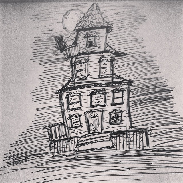 640x640 Drawing Pen Creepy For Free Download - Creepy House Drawing