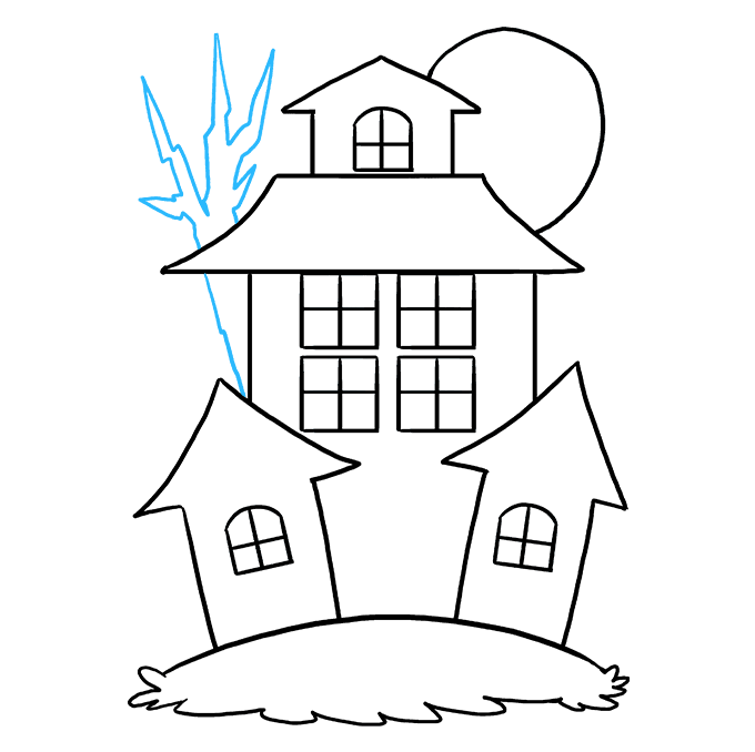 680x678 How To Draw A Haunted House - Creepy House Drawing