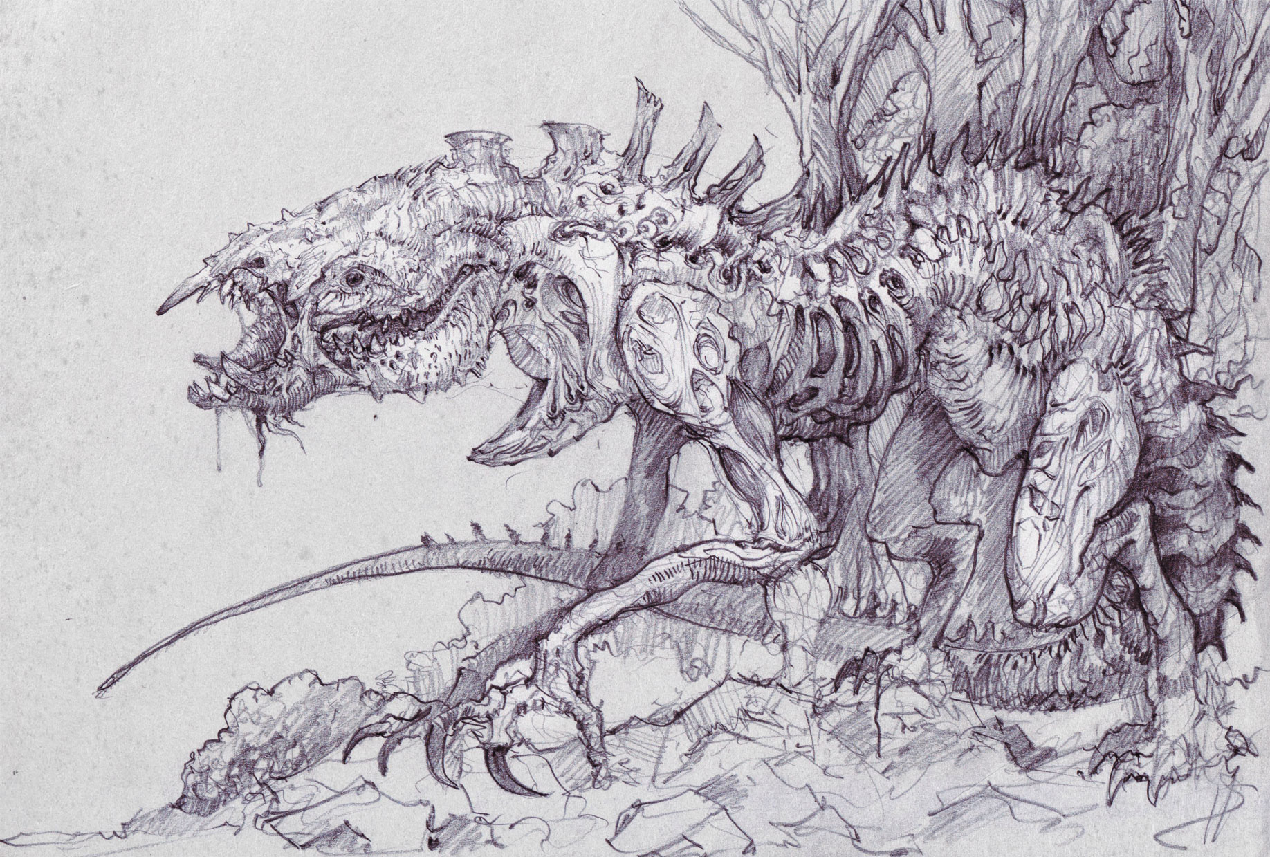 1836x1239 Wallpaper Px, Art, Creature, Creepy, Dark, Drawing - Creepy Monster Drawing