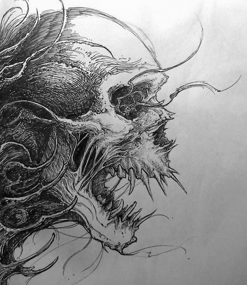 Creepy Skull Drawing at PaintingValley.com | Explore collection of ...