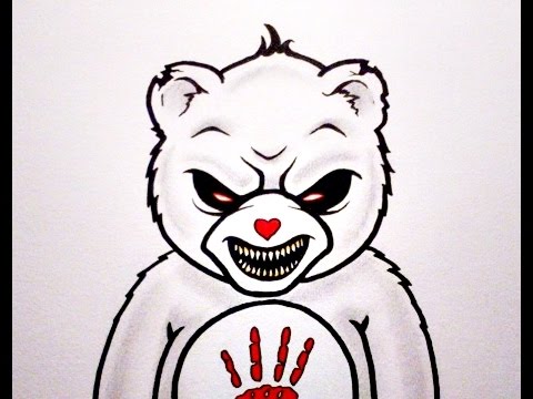 scary teddy bear drawing with middle finger