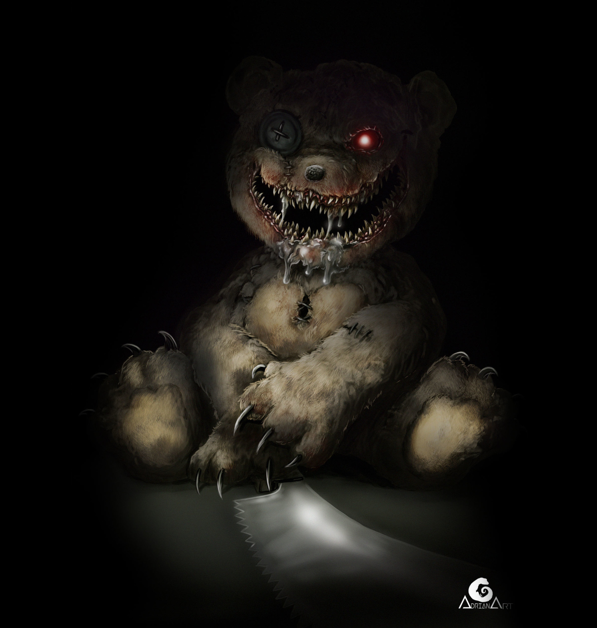 1920x2021 Artstation - Creepy Teddy Bear Drawing
