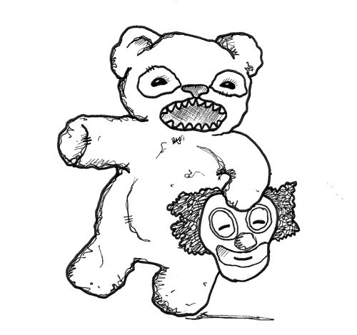 500x470 scary teddy bear and drunk clouds wonderstrange arts - Creepy Teddy Bear Drawing