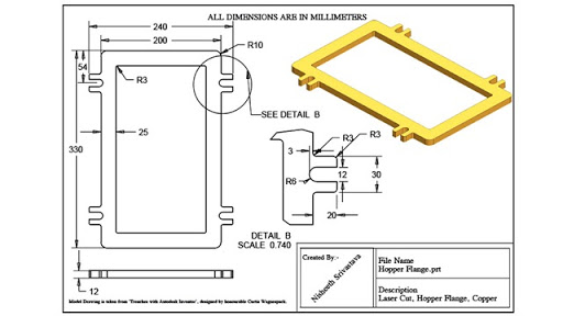 512x288 solid modelling videos hopper flange practice exercise - Creo Drawing
