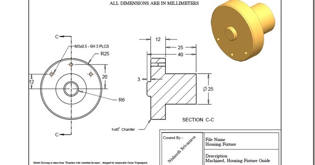 644x338 solid modelling videos housing fixture practice exercise - Creo Drawing