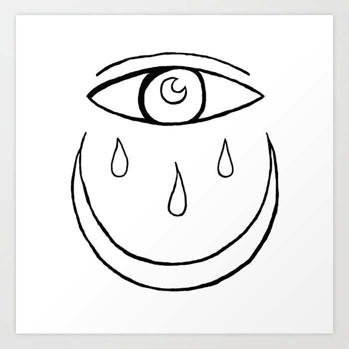 700x700 evil eye crescent moon drawing art print - Crescent Drawing
