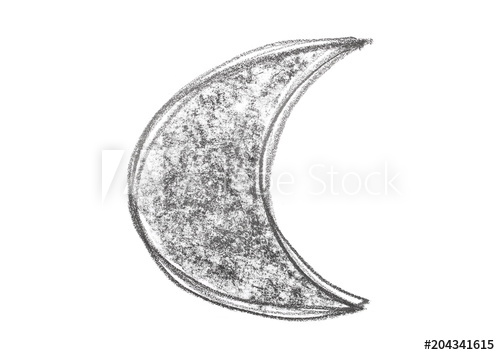 500x355 black hatching grunge graphite pencil, crescent moon drawing - Crescent Moon Drawing