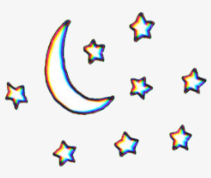 820x691 Moon Stars Star Tumblr Glitch Glitchy - Crescent Moon Drawing Tumblr