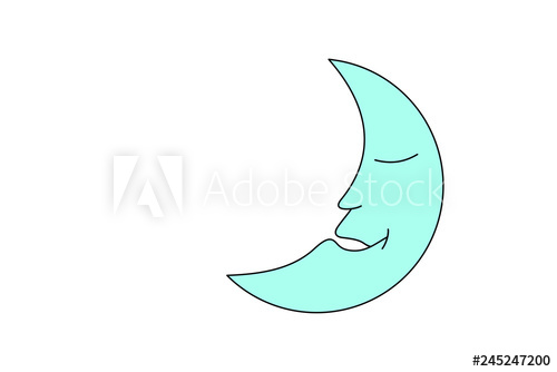 500x334 drawing of a crescent moon face, vector illustration - Crescent Moon Face Drawing