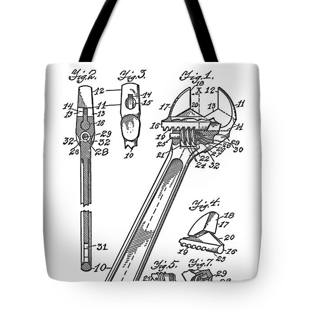 1000x1000 Crescent Wrench Patent Art Tote Bag For Sale - Crescent Wrench Drawing