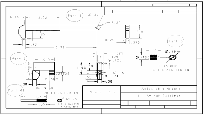 673x383 Iv Drawing Of Adjustable Wrench - Crescent Wrench Drawing