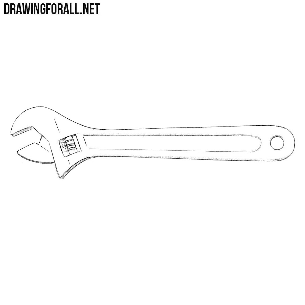 1000x1000 Wrench Drawing Free Download - Crescent Wrench Drawing