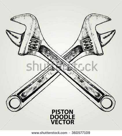 422x470 Adjustable Wrench Sketch Vector Or Element Design Isolated - Crescent Wrench Drawing