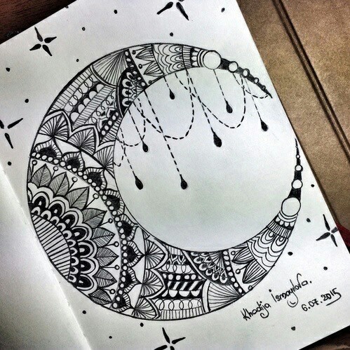 499x499 Creative Drawing Of A Crescent Moon I Found! On We Heart It - Cresent Moon Drawing