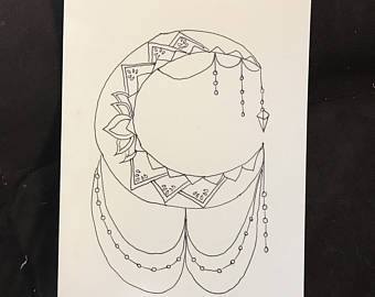340x270 Framed Crescent Moon Drawing Etsy - Cresent Moon Drawing