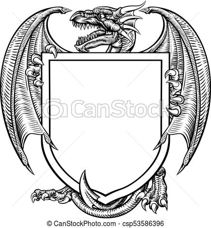436x470 dragon crest heraldic coat of arms shield emblem a medieval - Crest Drawing