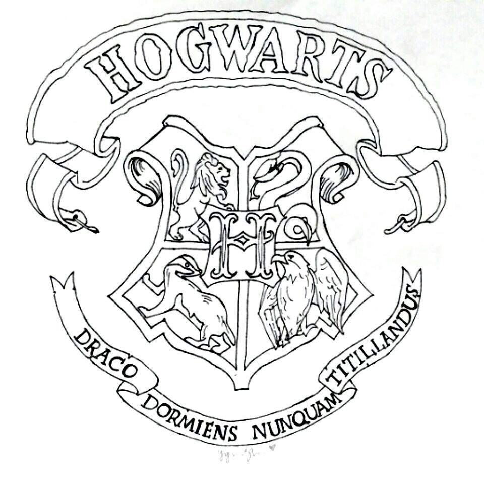 960x960 hogwarts crest drawing harry potter amino - Crest Drawing
