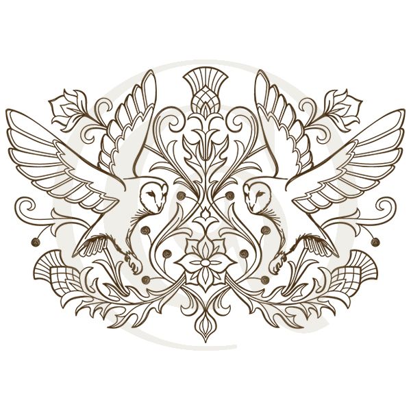 600x600 mirrored owl crest svgdxf owls drawing craft genesis - Crest Drawing