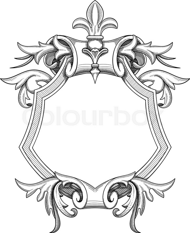 654x800 blank baroque shield with floral stock vector colourbox - Crest Drawing