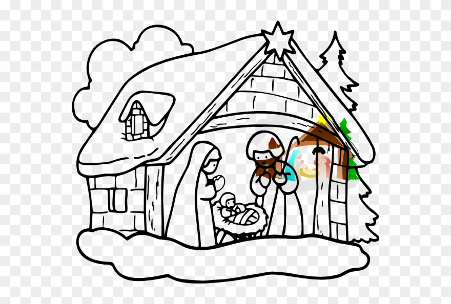 880x594 manger house clip art - Crib Drawing