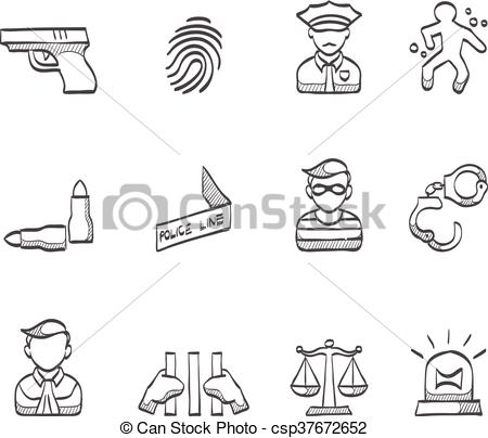 450x404 Sketch Icons - Crime Drawing