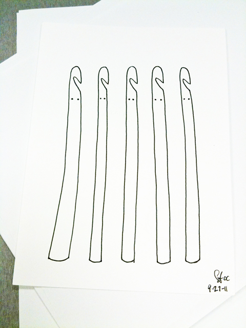 480x640 Drawing - Crochet Hook Drawing