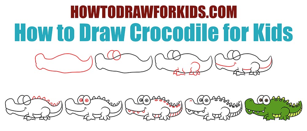 1000x427 How To Draw Crocodile For Kids How To Draw For Kids - Crocodile Drawing For Kid