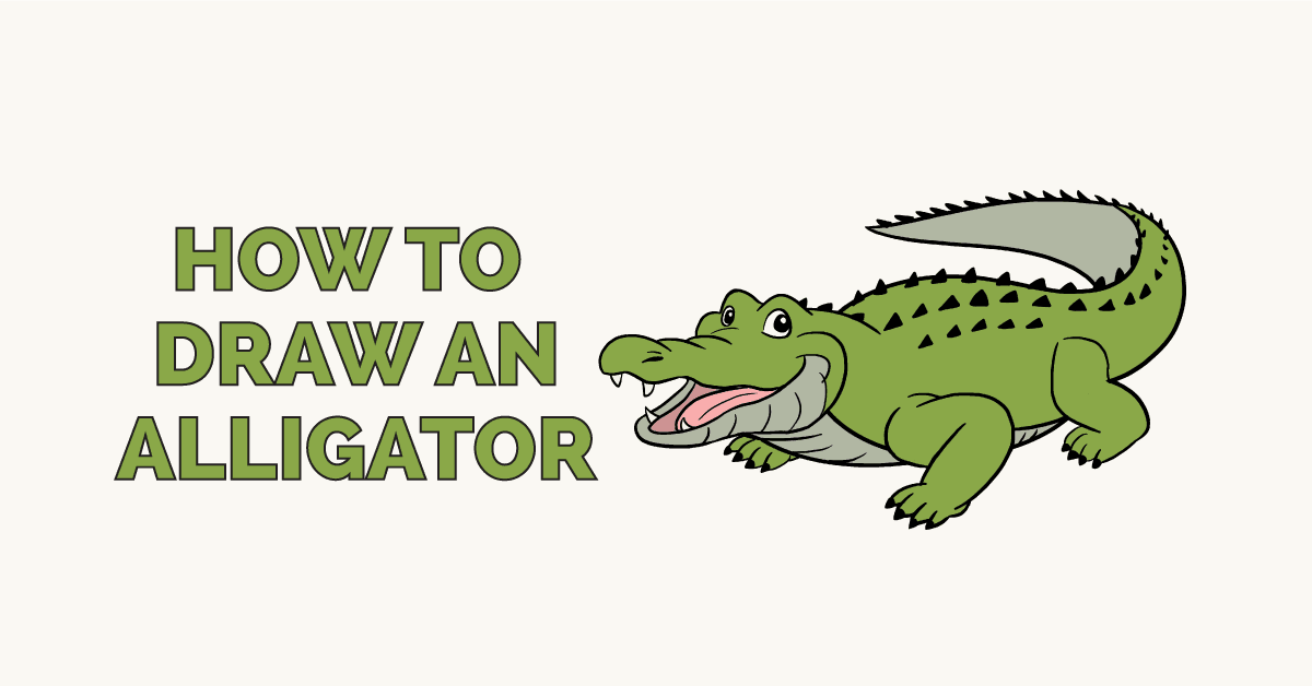 1200x628 How To Draw An Alligator - Crocodile Drawing For Kid