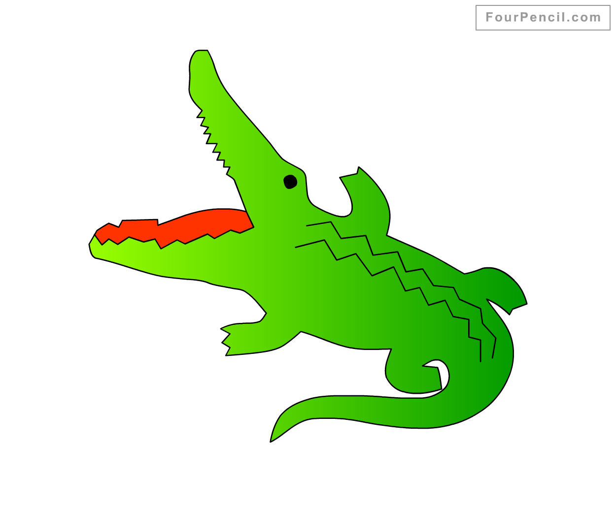 1250x1032 How To Draw Crocodile For Kids Step - Crocodile Drawing For Kid