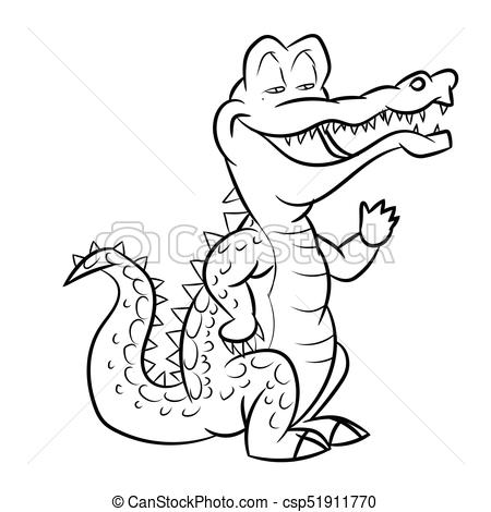 450x470 Alligator Cartoon - Crocodile Line Drawing
