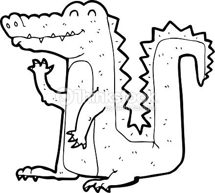439x393 vector art line drawing cartoon crocodile alligators cartoon - Crocodile Line Drawing