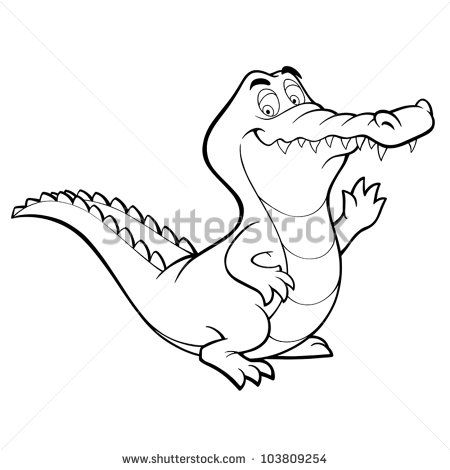 450x470 Vector Crocodile Cartoon Alligator Line Art Coloring Book Black - Crocodile Line Drawing
