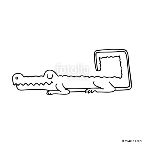 500x500 Quirky Line Drawing Cartoon Crocodile Stock Image And Royalty - Crocodile Line Drawing