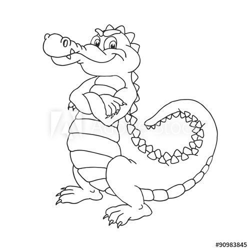 500x500 Happy Cute Cartoon Alligator Crocodile Vector Outline - Crocodile Outline Drawing