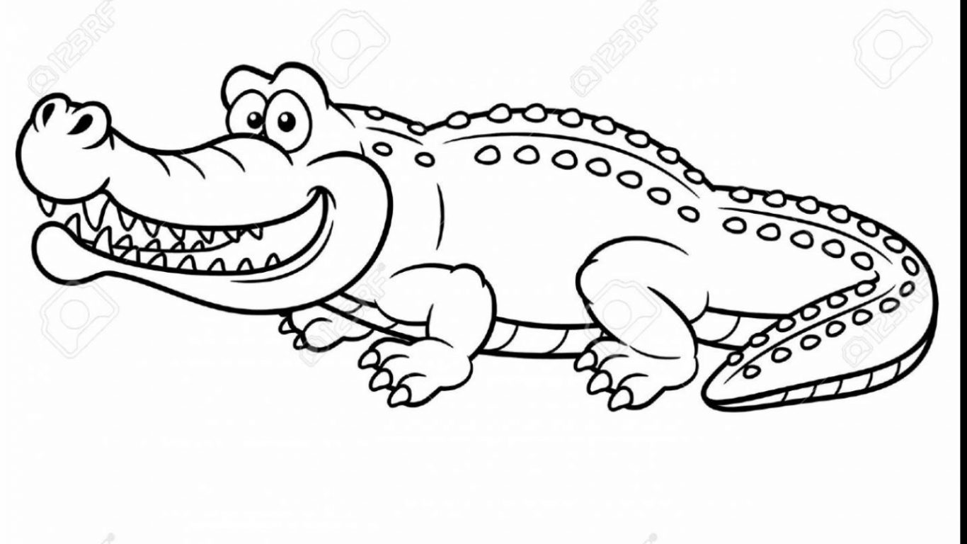 1366x768 Crocodile Drawing Chinese Alligator For Free Download - Crocodile Outline Drawing