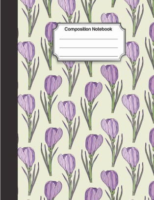314x406 Composition Notebook Purple Flower Drawing Pattern College - Crocus Flower Drawing