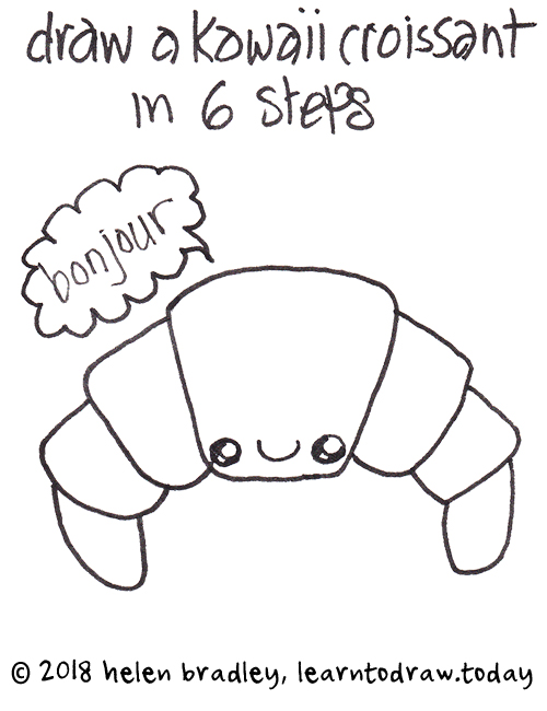 500x650 How To Draw A Kawaii Croissant In Steps Learn To Draw - Croissant Drawing