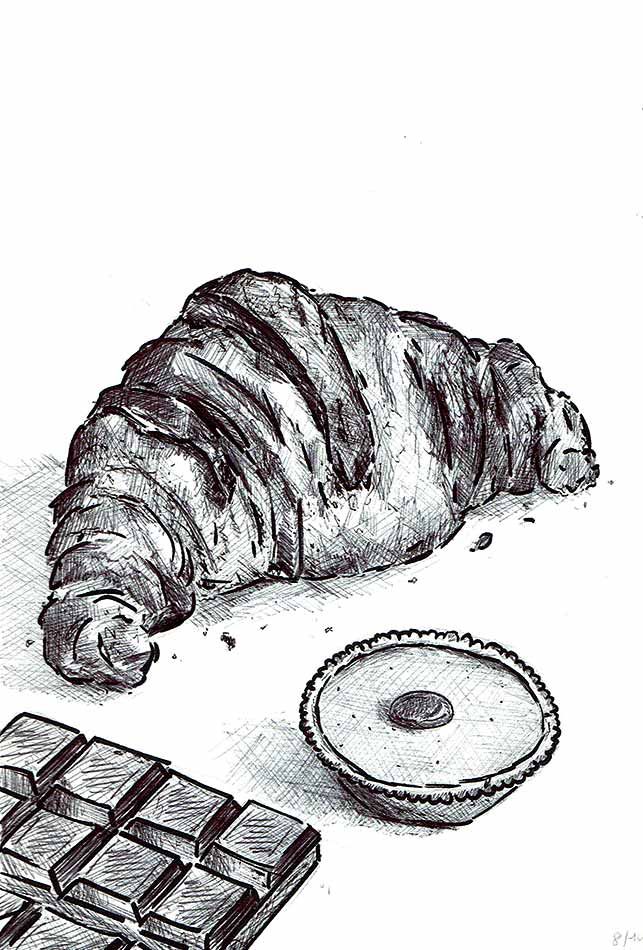 643x950 Image Result For Croissant Pencil Drawing Art Drawings, Pencil - Croissant Drawing