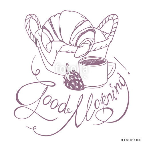 500x500 Sketch Drawing Of French Breakfast - Croissant Drawing