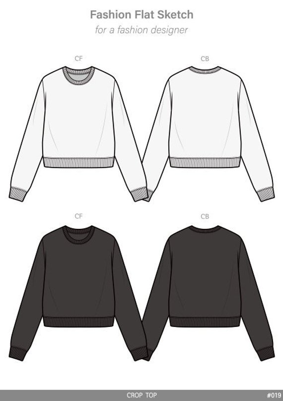 570x806 crop top fashion flat sketch template in products - Crop Top Technical Drawing