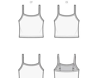 340x270 crop top tee shirt fashion flat technical drawing vector etsy - Crop Top Technical Drawing