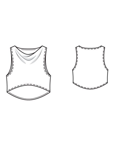 475x633 cropped cowl - Crop Top Technical Drawing