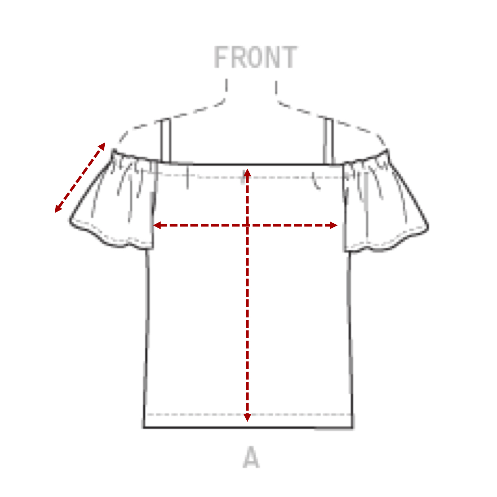 1600x1600 drop shoulder crop top - Crop Top Technical Drawing