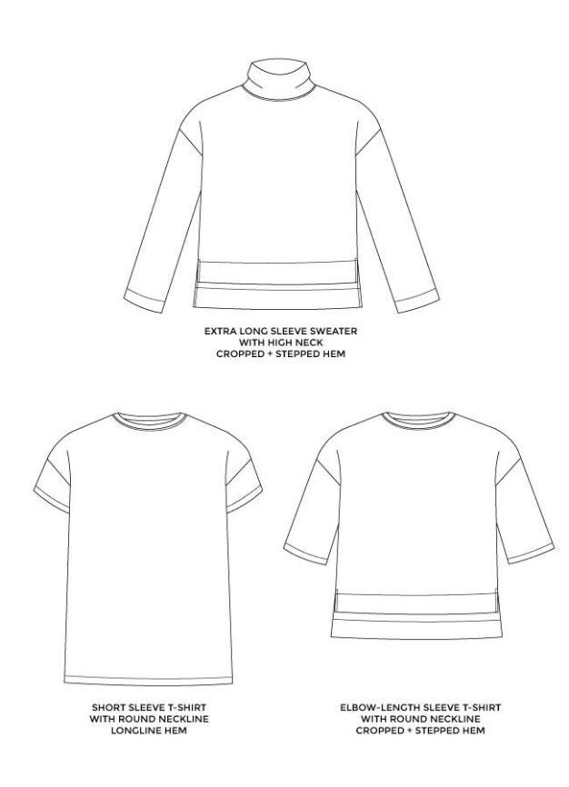 626x866 nora top sewing pattern tilly and the buttons - Crop Top Technical Drawing