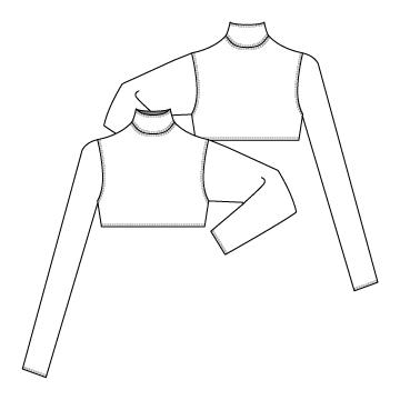 360x360 reshapable looks mock turtleneck crop solid colors quinn couture - Crop Top Technical Drawing