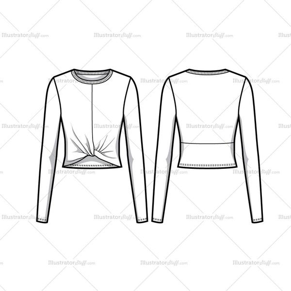 600x600 twisted crop top flat template templates for fashion - Crop Top Technical Drawing